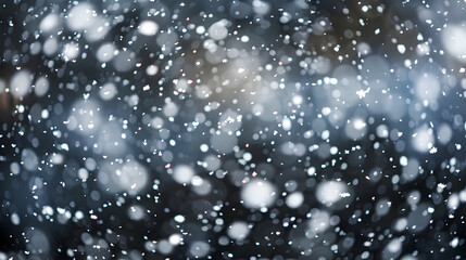 Fototapeta premium winter snowflakes falling against dark sky with bokeh effect,generative ai