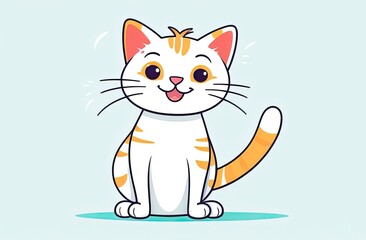 Obraz premium Cute domestic cat hand drawn sketch Pets illustration