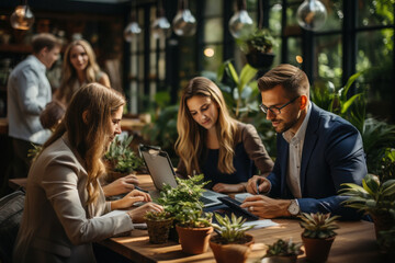 young businesspeople team sitting together