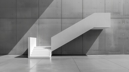 Obraz premium Minimalist architecture detail with negative space, featuring a single modern staircase