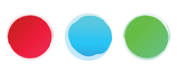 Red blue green squares with paint brush stroke style isolated on white background. Collection of textured effects.vector illustration