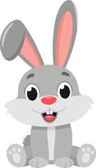 Cute Rabbit Animal Cartoon Character. Vector Illustration Flat Design Isolated On Transparent Background