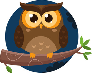 Cute Owl Animal Cartoon Character. Vector Illustration Flat Design Isolated On Transparent Background