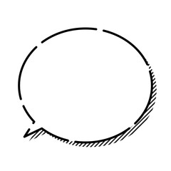 シンプルなふきだし 楕円 破線 モノクロ