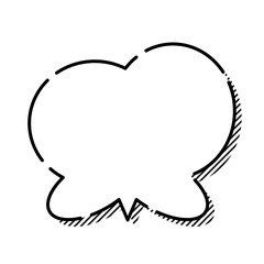 シンプルなふきだし もくもく 破線 モノクロ