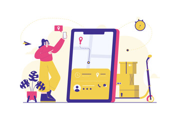 Flat Illustration Tracking Delivery Service
