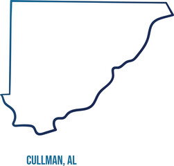 USA,Alabama state, cullman county simplified contour map.Navy blue gradient hand drawn line