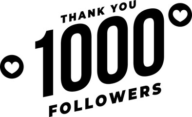 Vintage Thank you 1000 followers badge. Social media label and sticker. Handwriting lettering with hipster elements - sunbursts, arrow. Rubber design isolated on white background