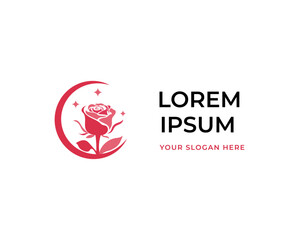 Minimal Rose flower logo design icon vector template 