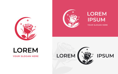 Minimal Rose flower logo design icon vector template  