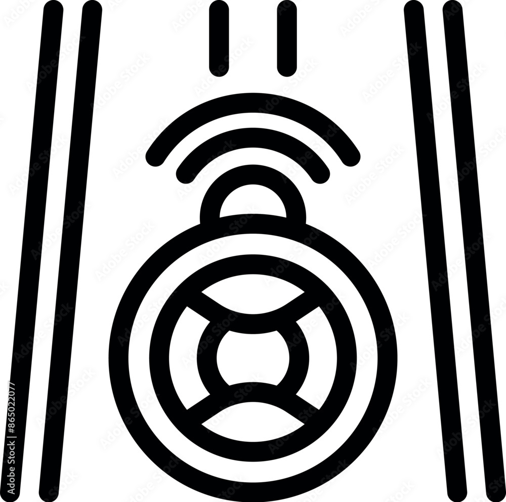 Poster icon of a self driving car detecting road markings using its sensors