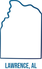 USA,Alabama state, lawrence county simplified contour map.Navy blue gradient hand drawn line