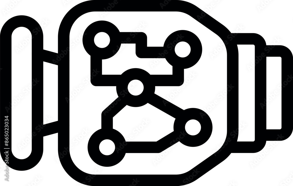 Poster electronic engine part icon representing a circuit board with nodes and connections