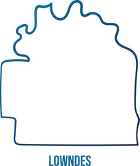 USA,Alabama state, lowndes county simplified contour map.Navy blue gradient hand drawn line