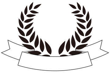 月桂冠とリボンのアイコンイラスト