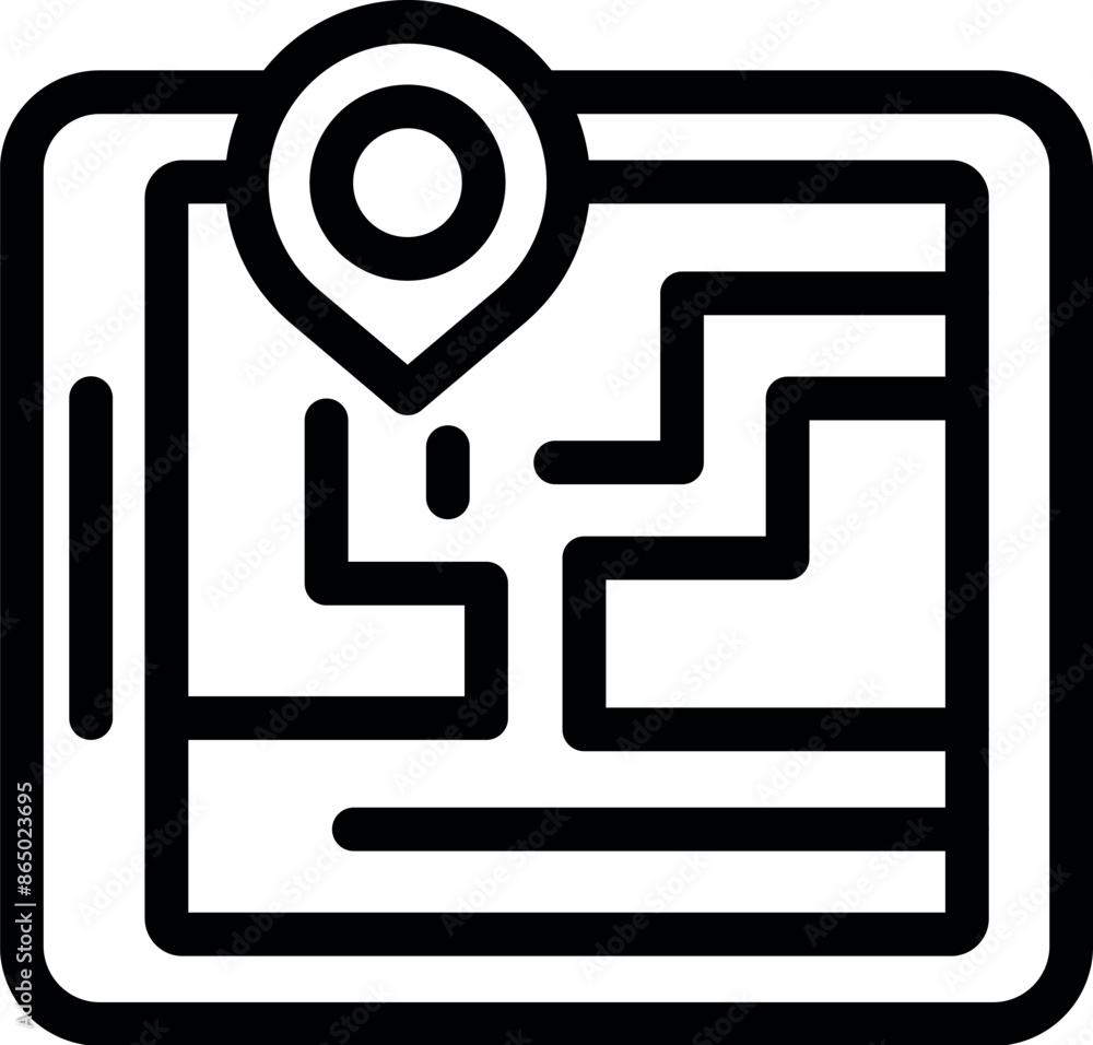 Poster location pin is marking a specific position on a digital map, indicating a point of interest for nav