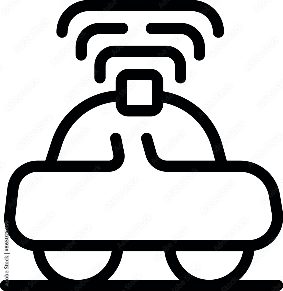 Aufkleber self driving autonomous car icon showing driverless vehicle using wireless signals
