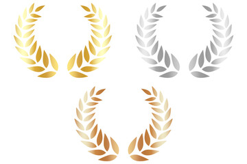 金銀銅の月桂冠のイラストセット