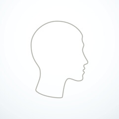 Man head silhouette line icon. Vector illustration