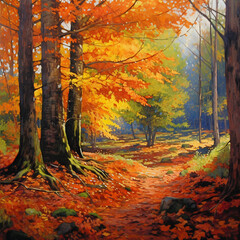 Fototapeta premium Autumn's Radiance in the Forest