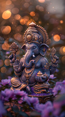 Fototapeta premium purple color lord ganesha sclupture