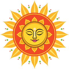 Traditional sinhala and tamil new tear sun in Sri Lanka ,Vector illustration art