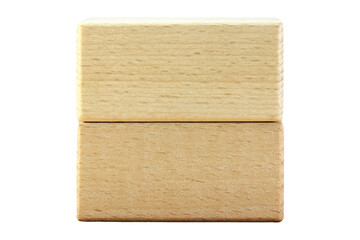 Wooden blocks, wooden toys, space for letters isolated on white background.