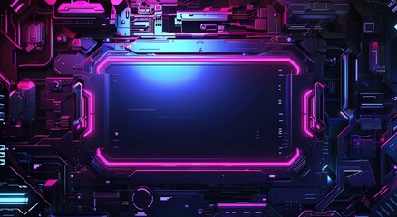 Fototapeta premium Game streaming frames with a glowing theme for live conferences of gaming streamers, including HUD frames for Twitch streaming media. 