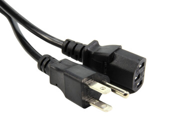 Wire cable of usb and adapter isolated on white background.Electronic Connector.Selection focus.