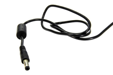 Wire cable of usb and adapter isolated on white background.Electronic Connector.Selection focus.