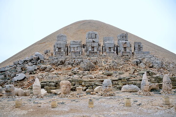 Turkey,Mount Nemrut, on its summit stands the tomb sanctuary of King Antiochus I of Commagene