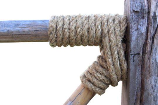 rope with knot.Useful to hold objects firmly, safely, and strong isolate on white background with clipping path.