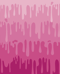 Flowing pink liquid. Pink background. Slime vector texture or paint drip or nail polish, cherry or raspberries jam. Dripping pink caramel and sause.