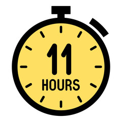 11 Hours,concept of time,timer,stopwatch,countdown illustration,vector.