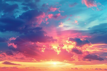 Beautiful blue sky, sunny day clouds and sea. Abstract background.