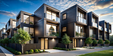 Fototapeta premium Contemporary townhouses with modern design
