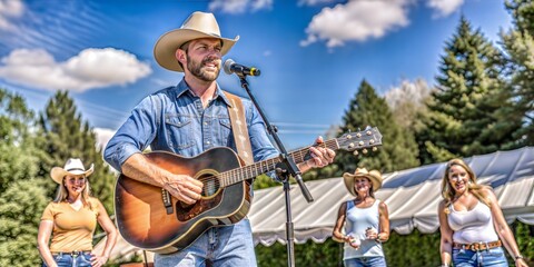 Country singer performing at outdoor event