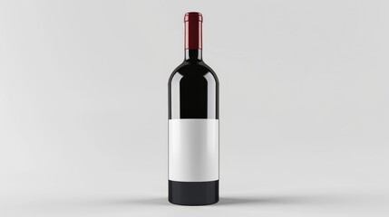 Customizable red wine bottle with blank label against white backdrop Personalize the label easily