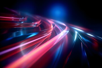 Abstract futuristic background with glowing gradient lines flowing in perspective space for technology motion science concept