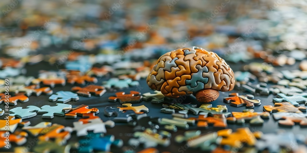 Poster engaging brain puzzles for developing critical thinking and problem-solving skills. concept critical