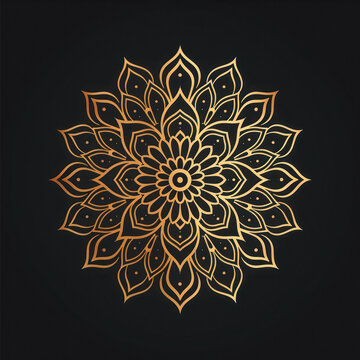 recommend clip art: clean simple mandala one color gold on black background.