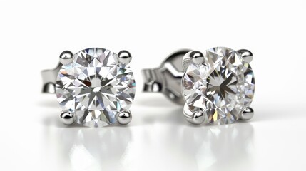 Diamond Earrings Set Against White Background