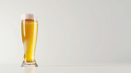Light beer glass isolated on white background with space for text
