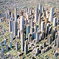 Cityscape Illustrated - Urban Skyscraper Map Artwork