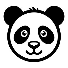 Panda Face Silhouette logo Icon
