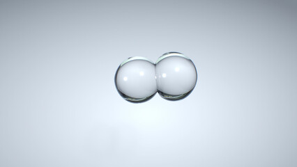 Closeup 3d render science idea concept of shape atom cell floating split cells isolate on white background.