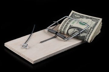 $1 bills used as bait in a mousetrap