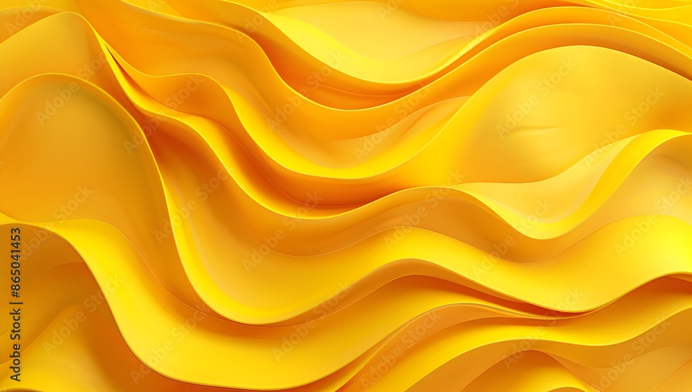 Aufkleber 3d render of yellow abstract background with paper waves, close up