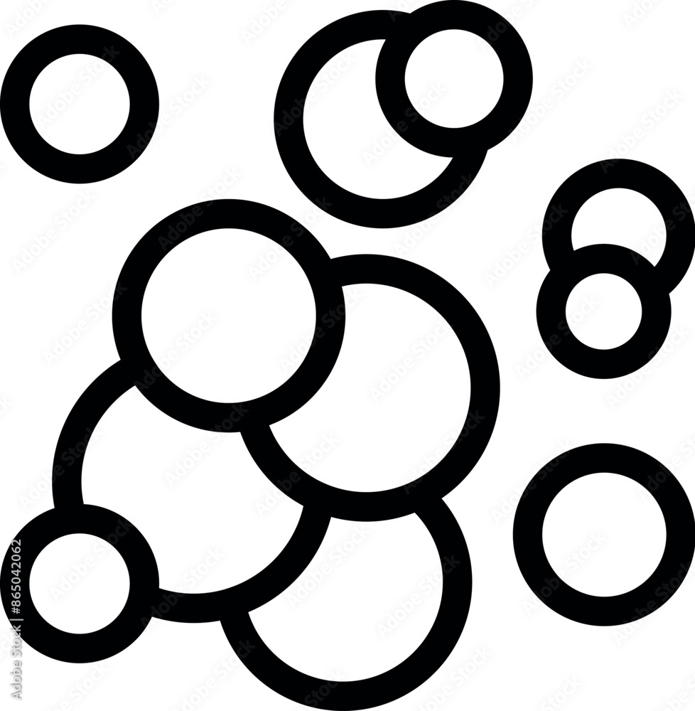 Poster abstract background with intertwined circles of various sizes forming a dynamic and visually appeali