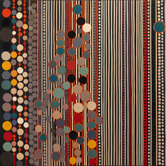 Colorful Abstract Art with Vibrant Circles and Striped Backgrounds